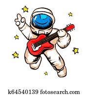 Cartoon astronaut with guitar Cartoon astronaut with guitar