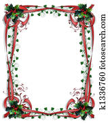 Christmas Border Ribbons and Holly Christmas Border Ribbons and Holly