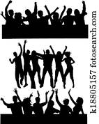 dansende, gruppe, folk 2