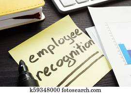 Employee recognition handwritten on a memo stick. Employee recognition handwritten on a memo stick.