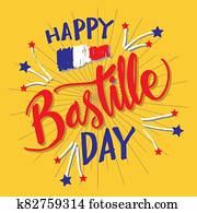 Happy Bastille Day, 14th of July. Greeting card. Happy Bastille Day, 14th of July. Greeting card.