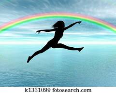 Jumping woman in the rainbow Jumping woman in the rainbow