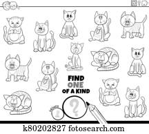 one of a kind task with cats coloring book page one of a kind task with cats coloring book page