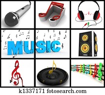 photomontage of musical equipments