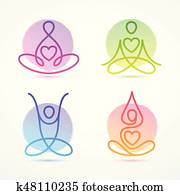 satz, von, linie, figur, heiligenbilder, in, lotos, posen, für, joga, und, wellnessbereich, grafik satz, von, linie, figur, heiligenbilder, in, lotos, posen, für, joga, und, wellnessbereich, grafik