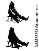 schlitteln, illustration-vector schlitteln, illustration-vector