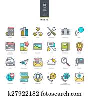 Set of line modern color icons Set of line modern color icons