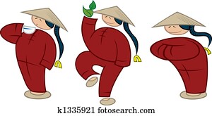 Three Chinese Tea Worker icons Three Chinese Tea Worker icons