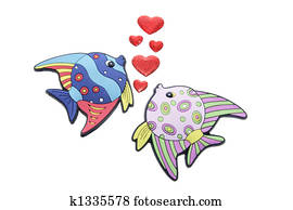 Tropical Fishes and Love Hearts