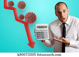Businessman is worried due to economic recession and crisis. Coronavirus covid-19 pandemic problematic Businessman is worried due to economic recession and crisis. Coronavirus covid-19 pandemic problematic
