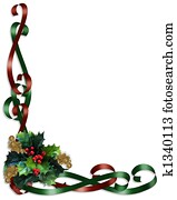 Christmas Border Ribbons and Holly Christmas Border Ribbons and Holly