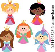 Cute girl princesses set Cute girl princesses set