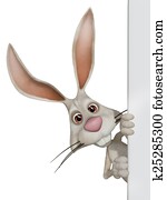 Easter bunny with a blank board Easter bunny with a blank board