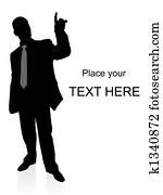 executivo jovem, apontar, cima