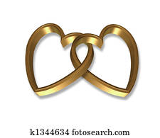 Gold Hearts Linked 3D graphic