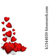 valentijn, het vallen, hartjes, grens