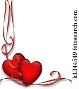 Valentine Hearts and Ribbons Border Valentine Hearts and Ribbons Border