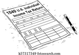 Vector Artistic Drawing Illustration of 1040 Individual Income Tax Return Form