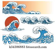 Waves in japanese style Waves in japanese style