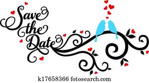 excepto, el, fecha, boda, aves, vecto