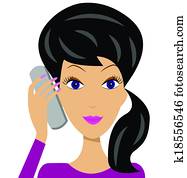 frau, sprechen, per, telefongerät