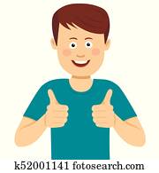 Happy young man with thumbs up
