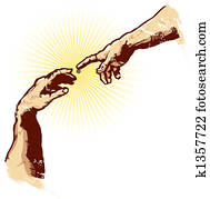 The Hands of Creation Religion Vector Illustration The Hands of Creation Religion Vector Illustration