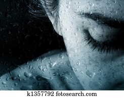 Woman and drops of rain Woman and drops of rain