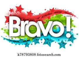 bravo word in stars colored background bravo word in stars colored background