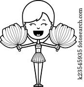 caricatura, cheerleader, alegrando
