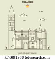 Church of Saint Mary the Ancient in Valladolid, Spain. Landmark icon Church of Saint Mary the Ancient in Valladolid, Spain. Landmark icon
