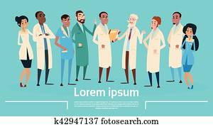 Group Medial Doctors Team Clinic Stuff Hospital Hold Banner Clip