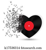 Happy Valentines Day Card with Heart, Music Notes. Vector Illustration Happy Valentines Day Card with Heart, Music Notes. Vector Illustration
