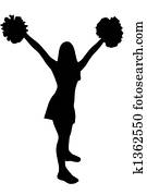 Isolated cheerleader silhouette Isolated cheerleader silhouette