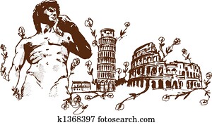 Italian Landmarks illustr Italian Landmarks illustr