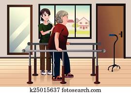 Physical therapist working on a patient