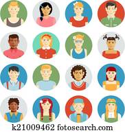 Smiling children vector avatar set