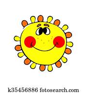 smilling, sun., vecteur