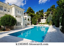 מותרות, וילה, עם, בריכת שחיה