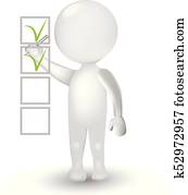3D small white man and survey checklist 3D small white man and survey checklist