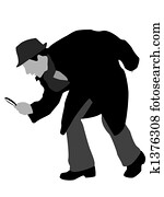 detective with magnifier detective with magnifier