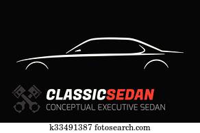 executivo, sedan, car, silueta