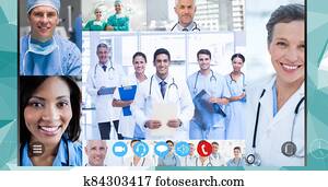 Healthcare workers during a video call during coronavirus covid19 epidemic Healthcare workers during a video call during coronavirus covid19 epidemic