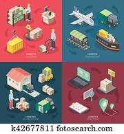 Logistics Concept Icons Set Logistics Concept Icons Set