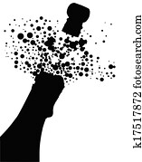sektflasche, silhouette sektflasche, silhouette