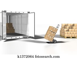 shipping box and container on white bacground shipping box and container on white bacground