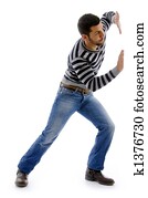 side view of active male dancing