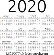 Vector calendar 2020, Sunday Vector calendar 2020, Sunday