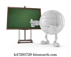 Volleyball character with blank blackboard Volleyball character with blank blackboard