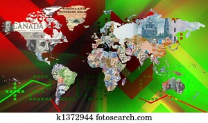 World Currency Map with Background 